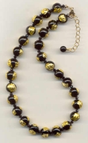 Black and 24 Karat Gold Foil, 12mm Paint Drip Necklace
